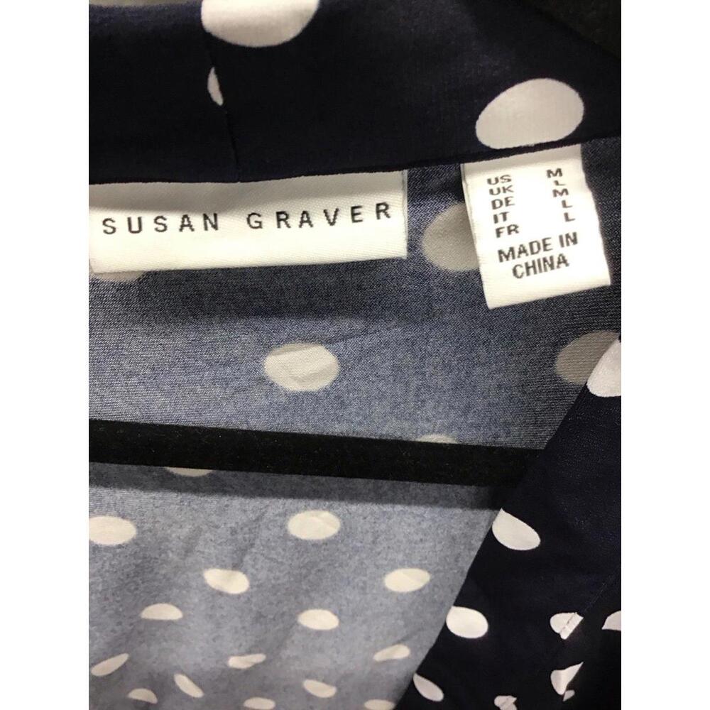 Susan graver liquid knit flounce sleeve shrug medium navy dot new qvc - Picture 2 of 4